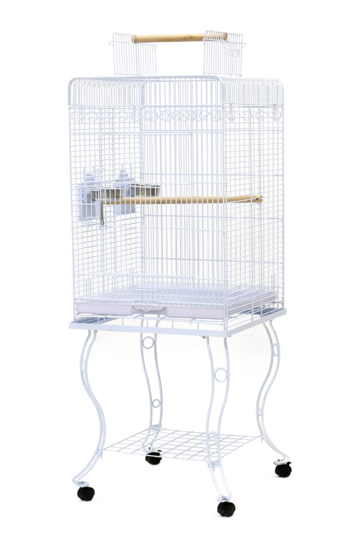 Dayang Ayaklı Papağan Kafesi Beyaz 54x54x134