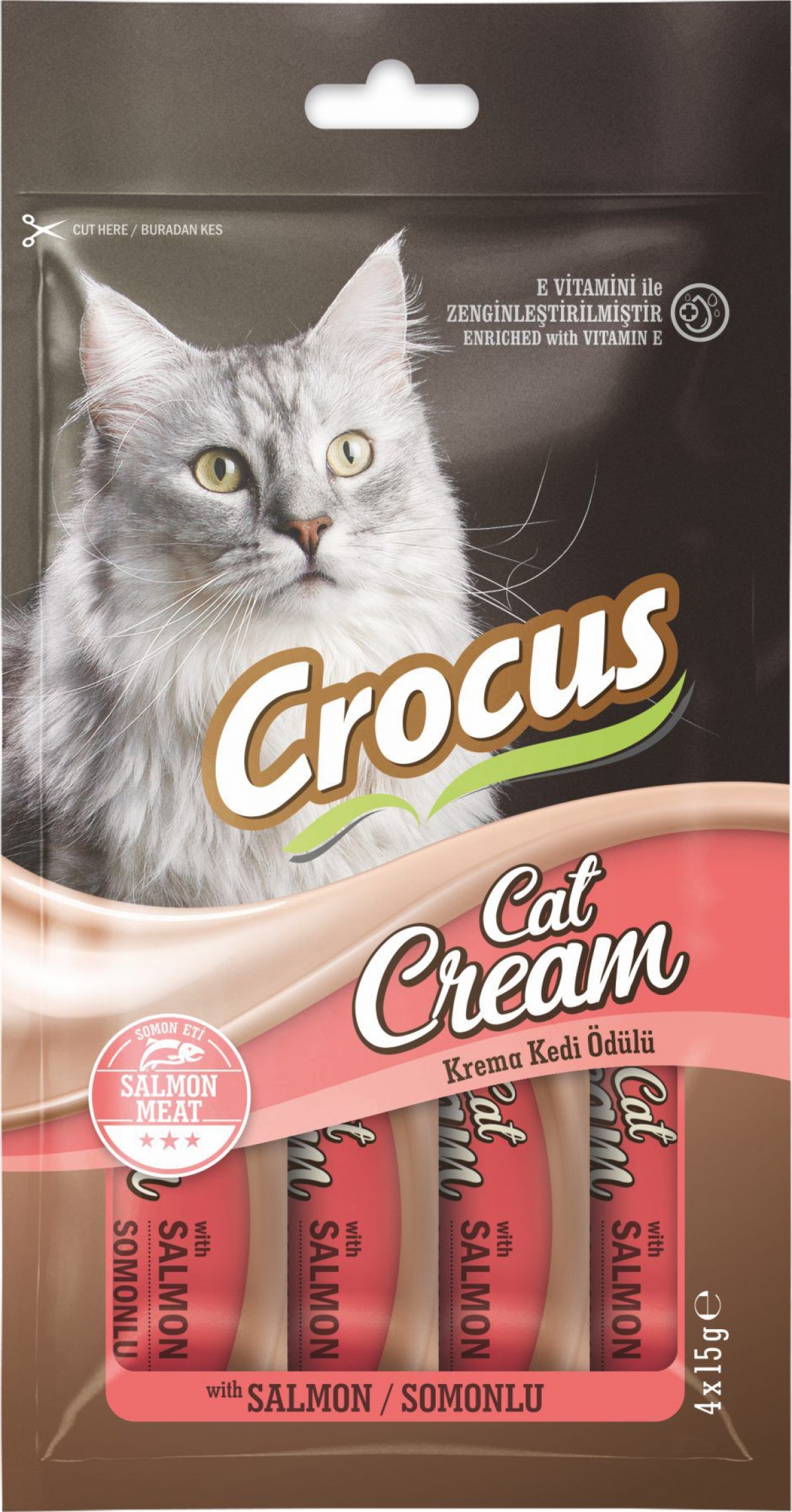 Crocus Somonlu Krema Kedi Ödülü 4x15g Crocus Somonlu Krema Kedi Ödülü 4x15g