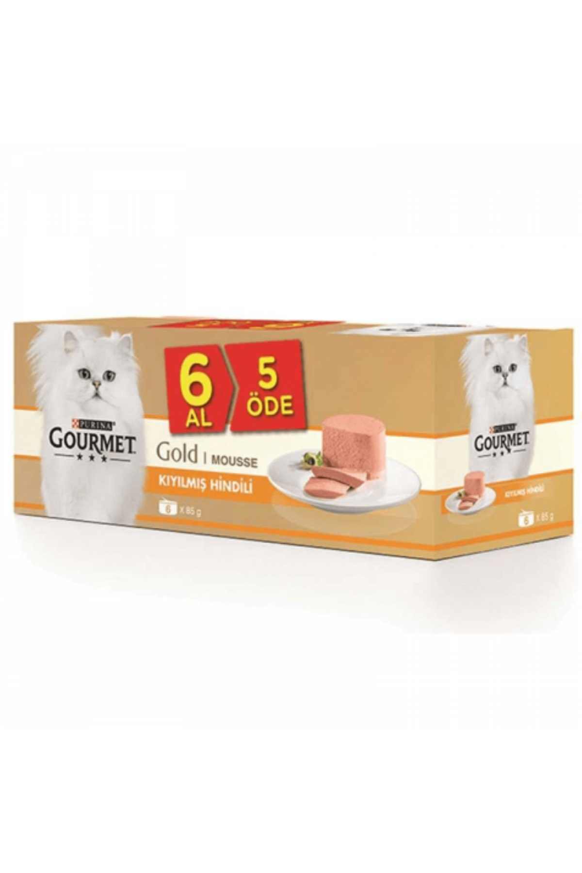Gourmet Gold Multipack Kiyilmiş Hindi Etli Konserve Kedi Maması (5+1)-85Gr