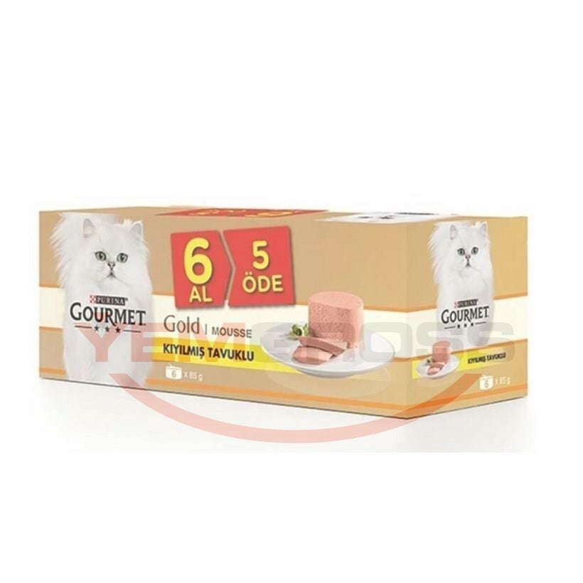 Gourmet Gold Multipack Kiyilmiş Tavuklu Konserve Kedi Maması (5+1)-85Gr