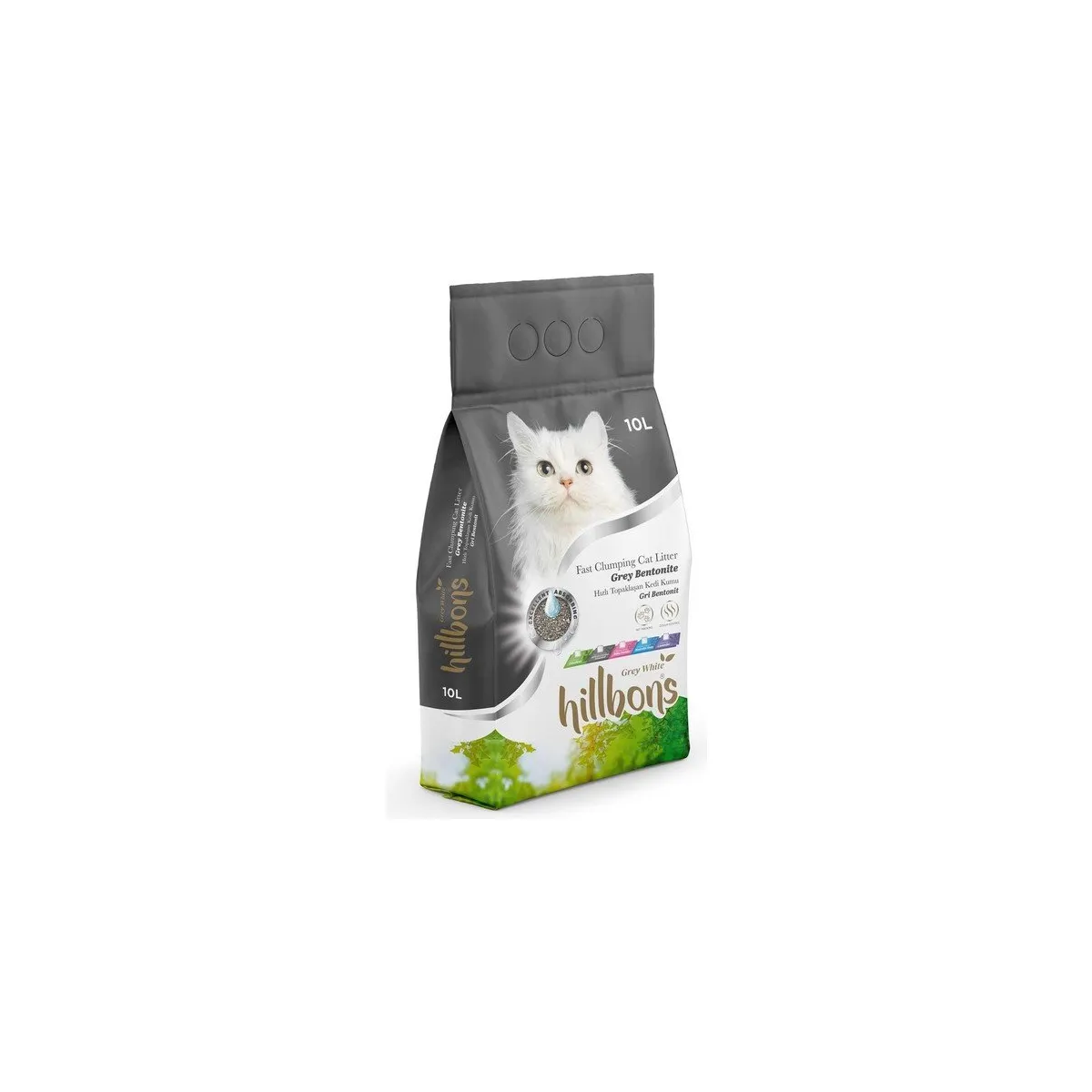 Hillbons Grey White Aktif Karbonlu Kedi Kumu 10 Lt Hillbons Grey White Aktif Karbonlu Kedi Kumu 10 Lt
