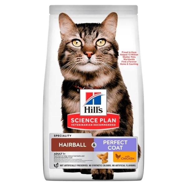 Hill's Hairball Perfect Coat Tüy Yumağı Önleyici Tavuklu Yetişkin Kedi Maması 1,5kg Hill's Hairball Perfect Coat Tüy Yumağı Önleyici Tavuklu Yetişkin Kedi Maması 1,5kg