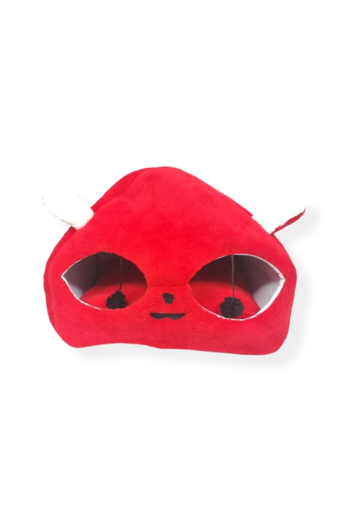 Kırmızı Kedi Kafalı Büyük Kedi Evi Yuvası Kedi Kafalı