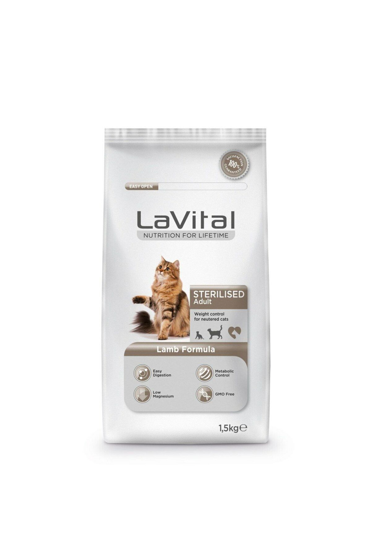 LaVital Kilo Kontrolü için Kuzulu Kısırlaştırılmış Kedi Maması 1,5kg