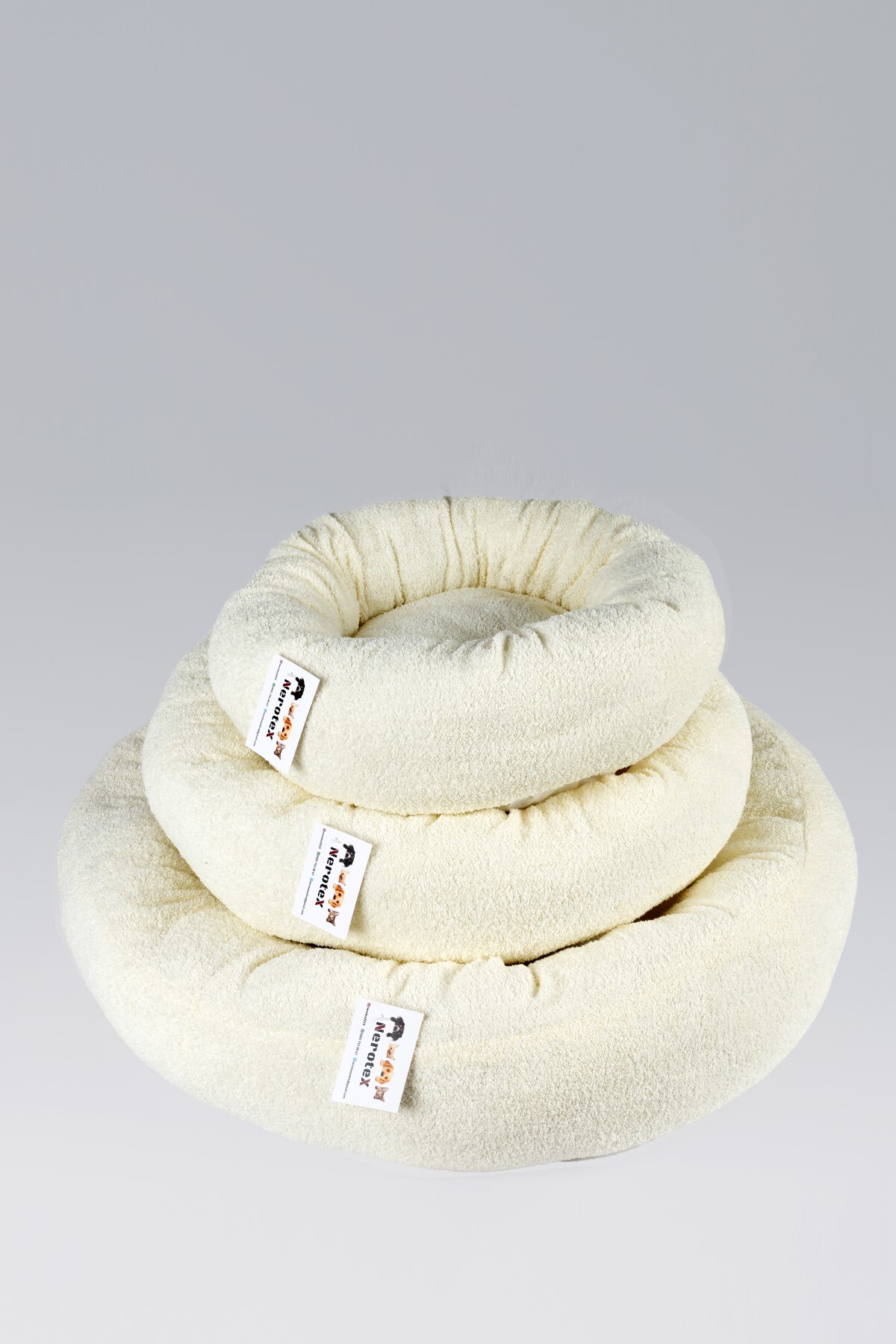 Pufy Kedi Köpek Simit Yatağı Beyaz 80x80 Cm