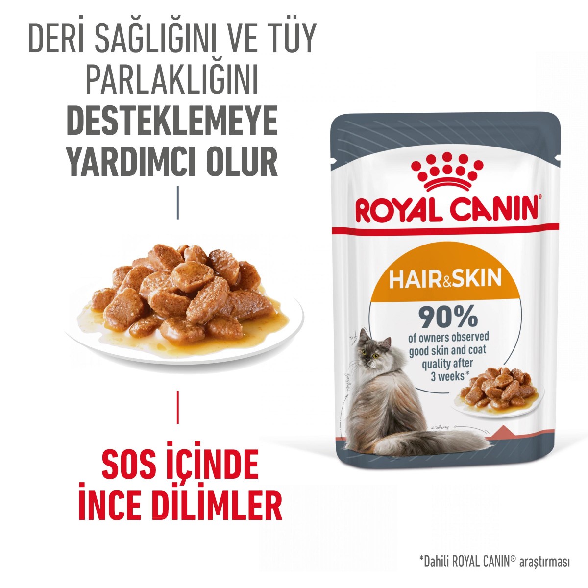 Royal Canin Hair Skin Jelly Hassas Tüylü Yetişkin Kedi Konserve Yaş Maması Pouch 85 Gr