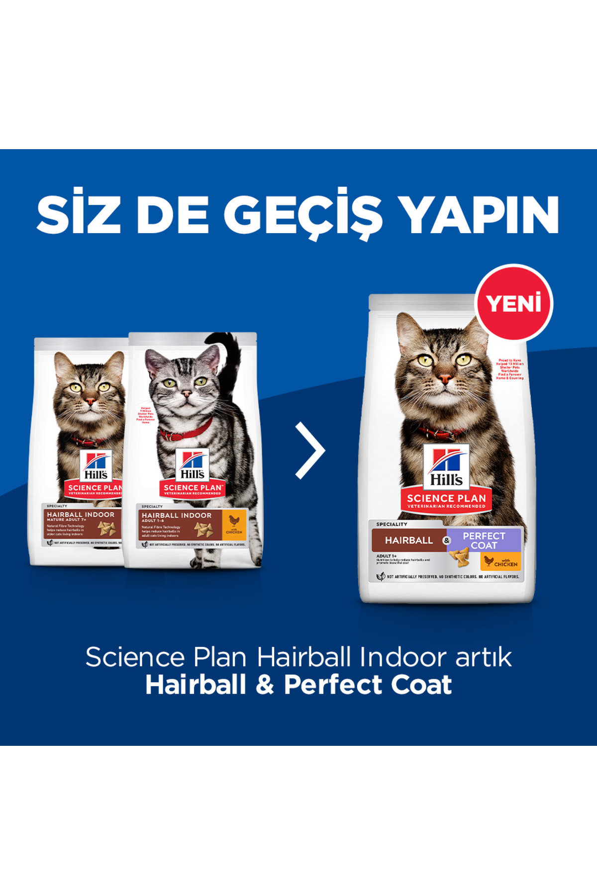 SCIENCE PLAN Tüy Yumağı Önleyici Mükemmel Tüyler için Tavuklu Yetişkin Kedi Maması 1,5 Kg