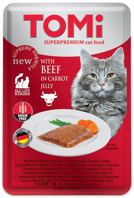 Tomi Kedi Dana Eti Ve Havuç Tahılsız Pouch Mama 100gr