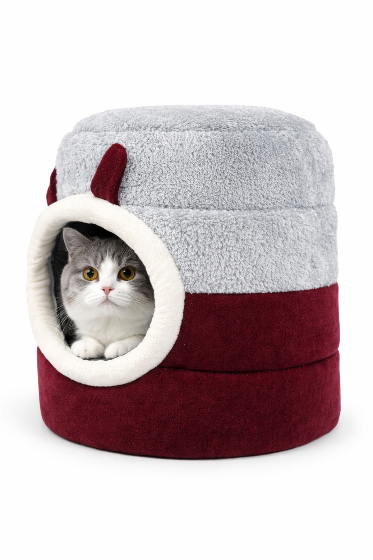 Trompet's Bordo Gri Yıkanabilir Kutu Kedi Yatağı 40x40 Cm Trompet's Bordo Gri Yıkanabilir Kutu Kedi Yatağı 40x40 Cm