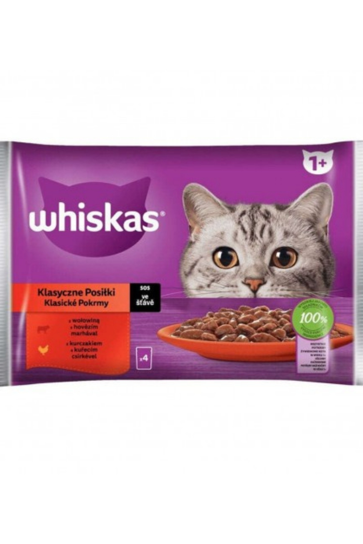 WHISKAS ETLİ SIĞIR-TAVUK 4 'LÜ PAKET - 4x85 GR (KOLİ:13)