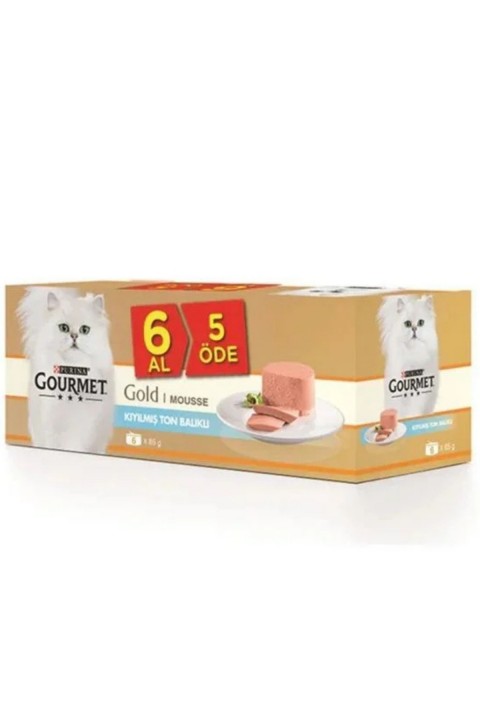 Gourmet Gold Multıpack Kıyılmış Ton Balıklı Konserve Kedi Maması (5+1)-85Gr