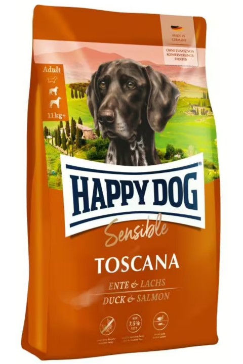 Happy Dog Toscana Ördek ve Somonlu Yetişkin Köpek Maması 4 Kg
