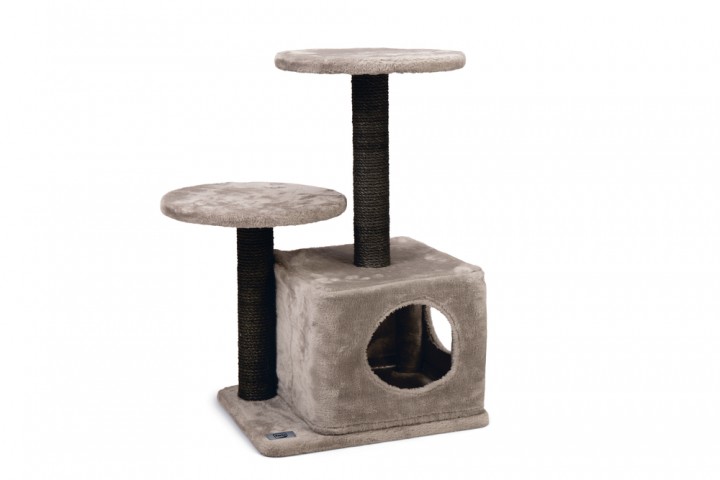 Karlıe Katlı Kedi Evi Ve Tırmala Tahtası Gri (45x35x70)