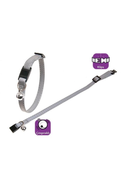 Karlıe Reflektörlü Kedi Tasma Çıng. 30cm Gümüş