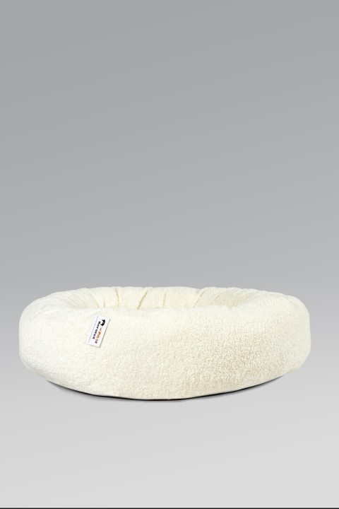 Pufy Kedi Köpek Simit Yatağı Beyaz 80x80 Cm