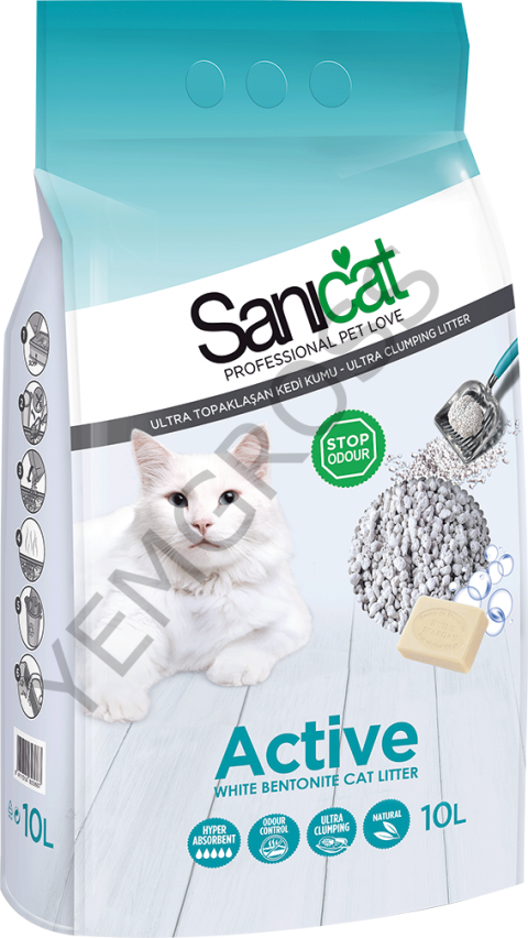 Sanicat Clumping White Active Marsilya Sabunlu Kedi Kumu 10l
