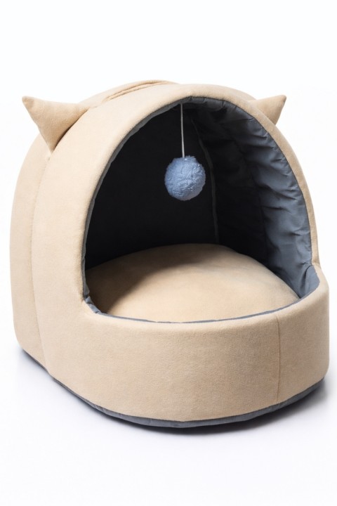 Trompet's Bej Kulaklı Yıkanabilir Kedi ve Köpek Yatağı
