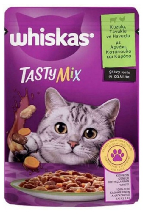 WHISKAS TASTYMIX KUZU-TAVUK  POUCH - 85 GR (KOLİ: 28 ADET)
