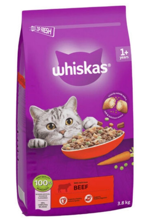 Whiskas Biftek&Havuç Kedi Maması - 3,8Kg